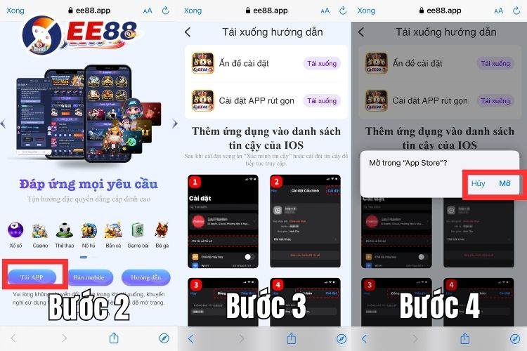 Tham khảo quy trình thực hiện EE88 tải app trên IOS