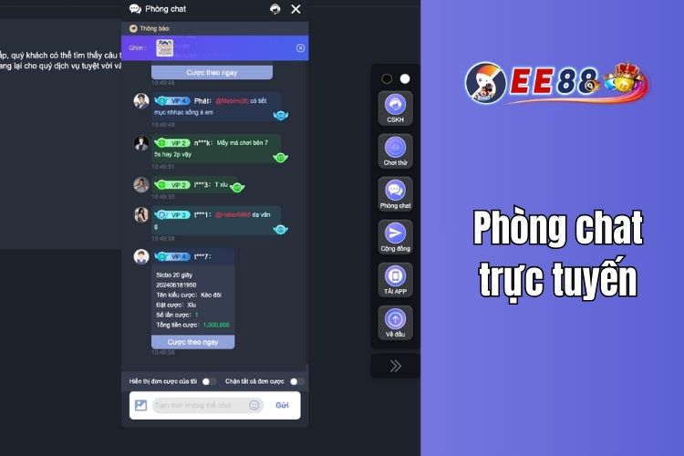 Phòng chat cộng đồng mới nhất có tại EE88