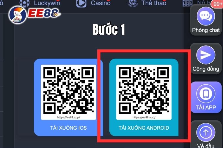 Thực hiện quét mã QR code để tiến hành thực hiện EE88 tải app