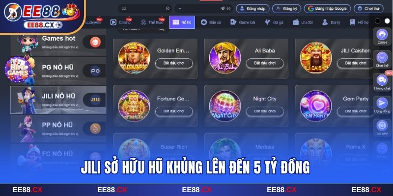 JILI sở hữu hũ khủng lên đến 5 tỷ đồng